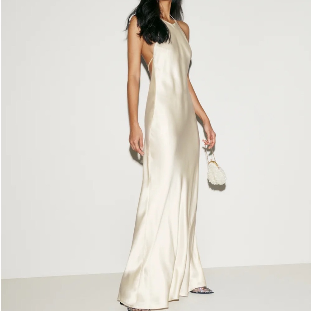 Reformation Cream Satin Gown